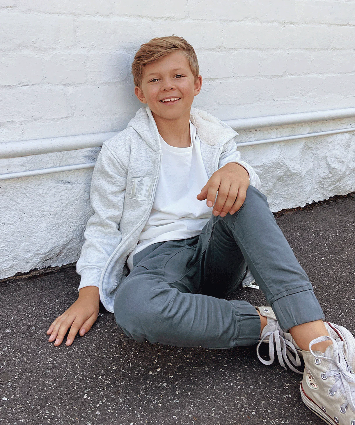 The Sherpa Huntington Hoodie - Light Grey Marle/White - Image 4