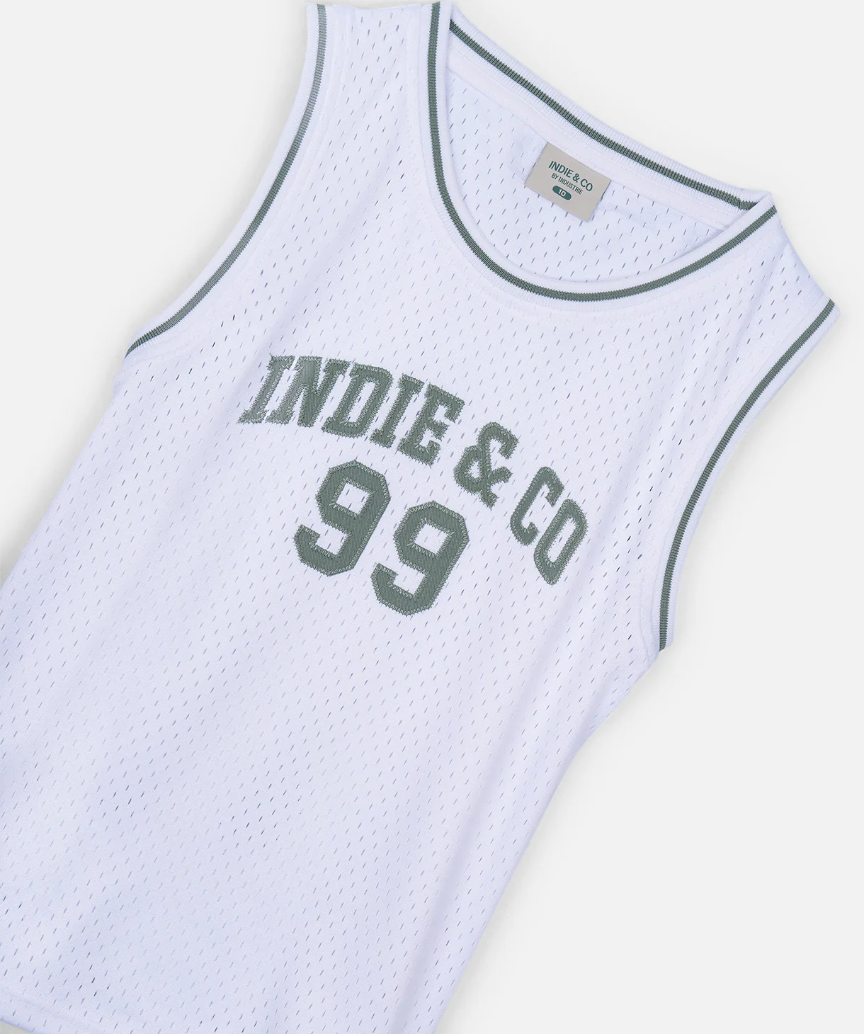 The Full Court Singlet - Off White/Green - Image 2