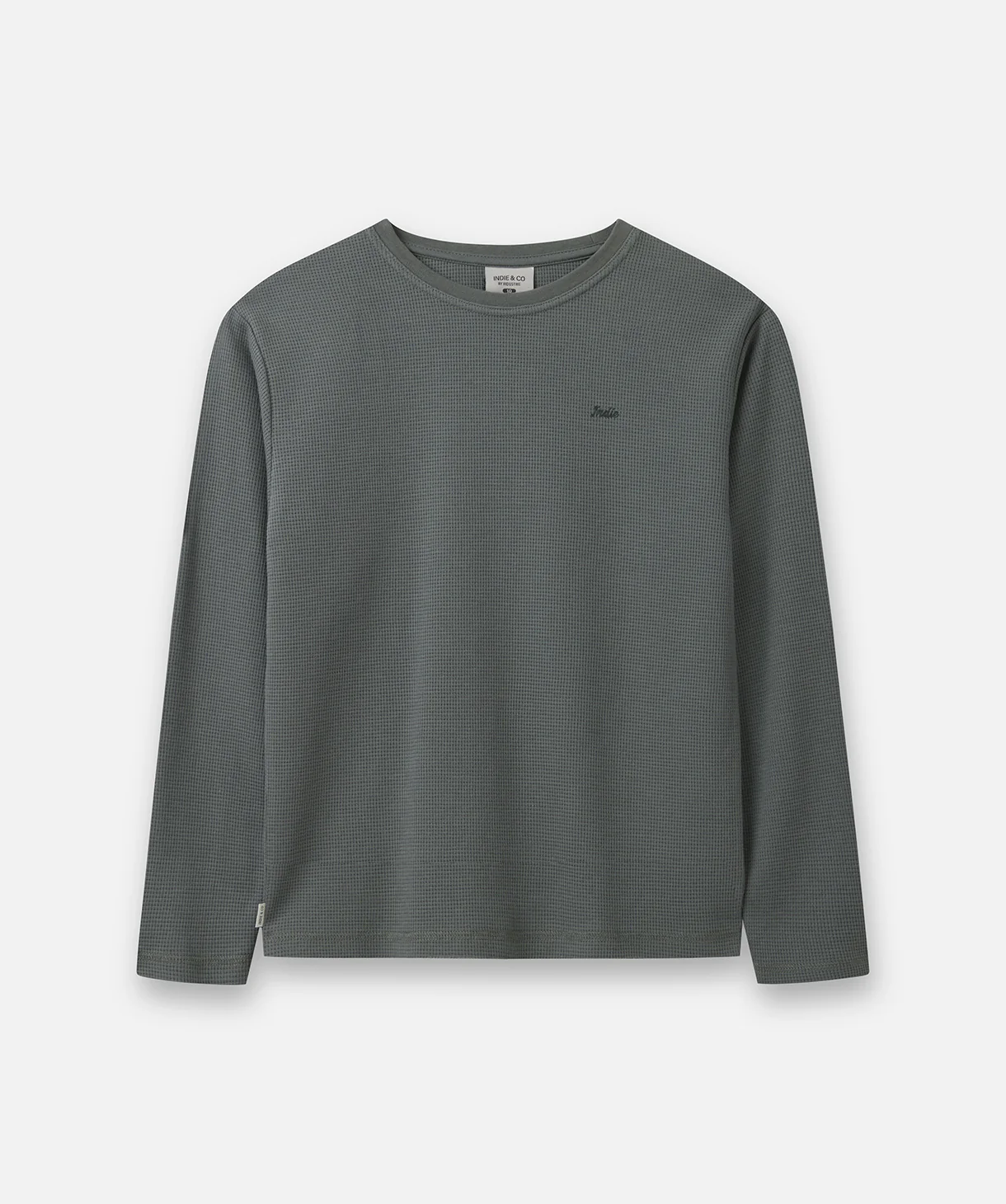 The Bryant Waffle Ls Tee - Washed Coal