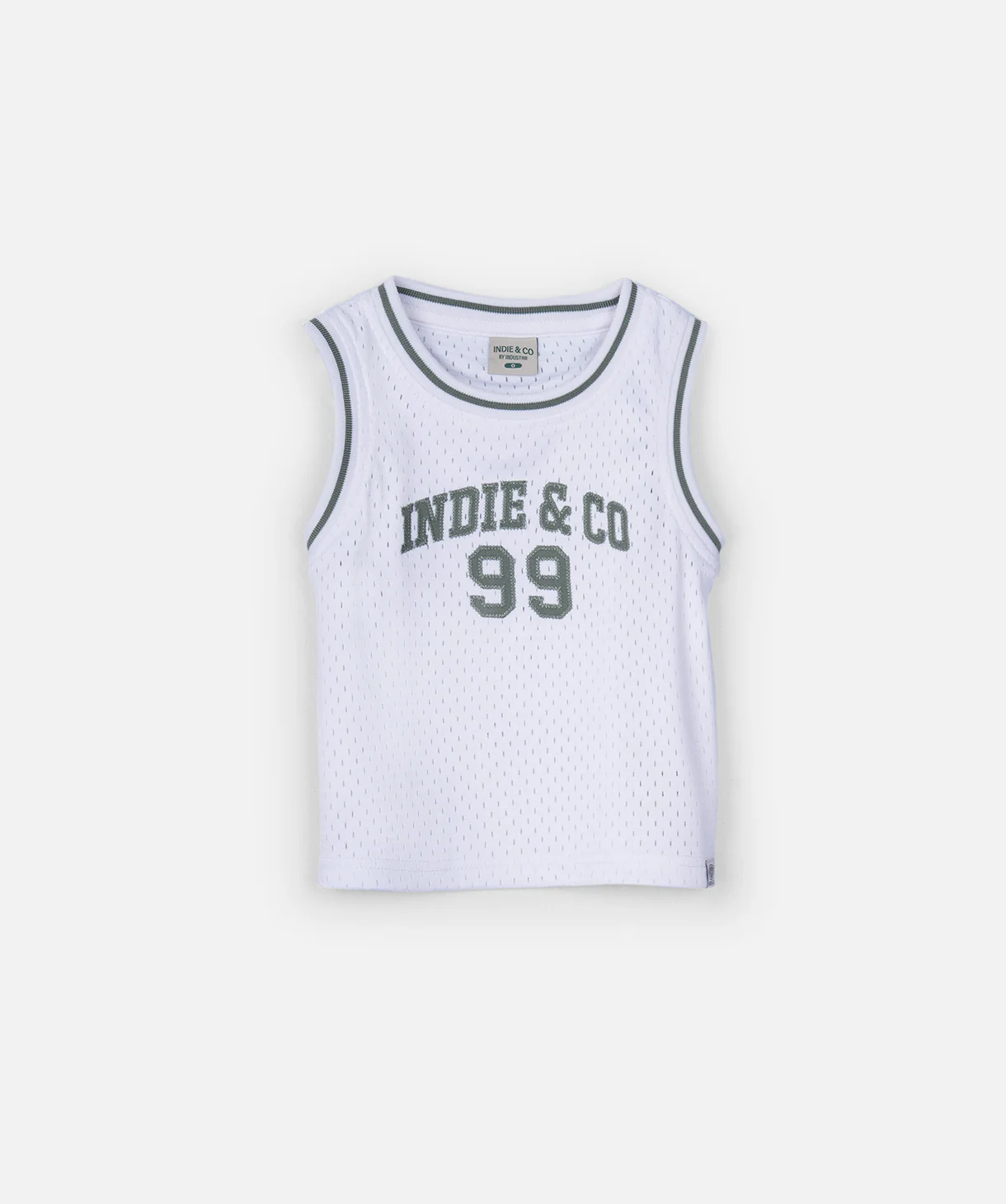 The Full Court Singlet - Off White/Green