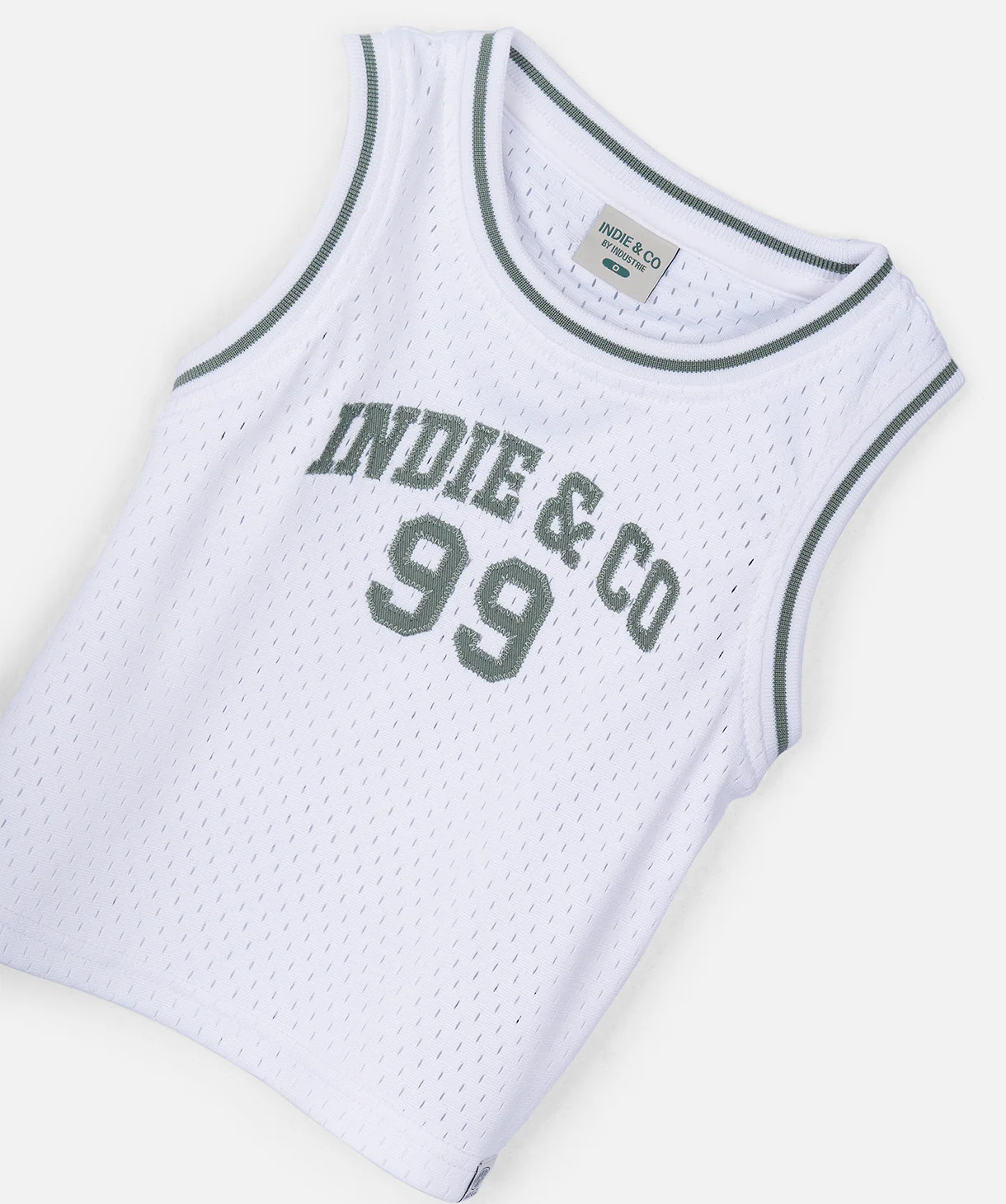 The Full Court Singlet - Off White/Green - Image 2