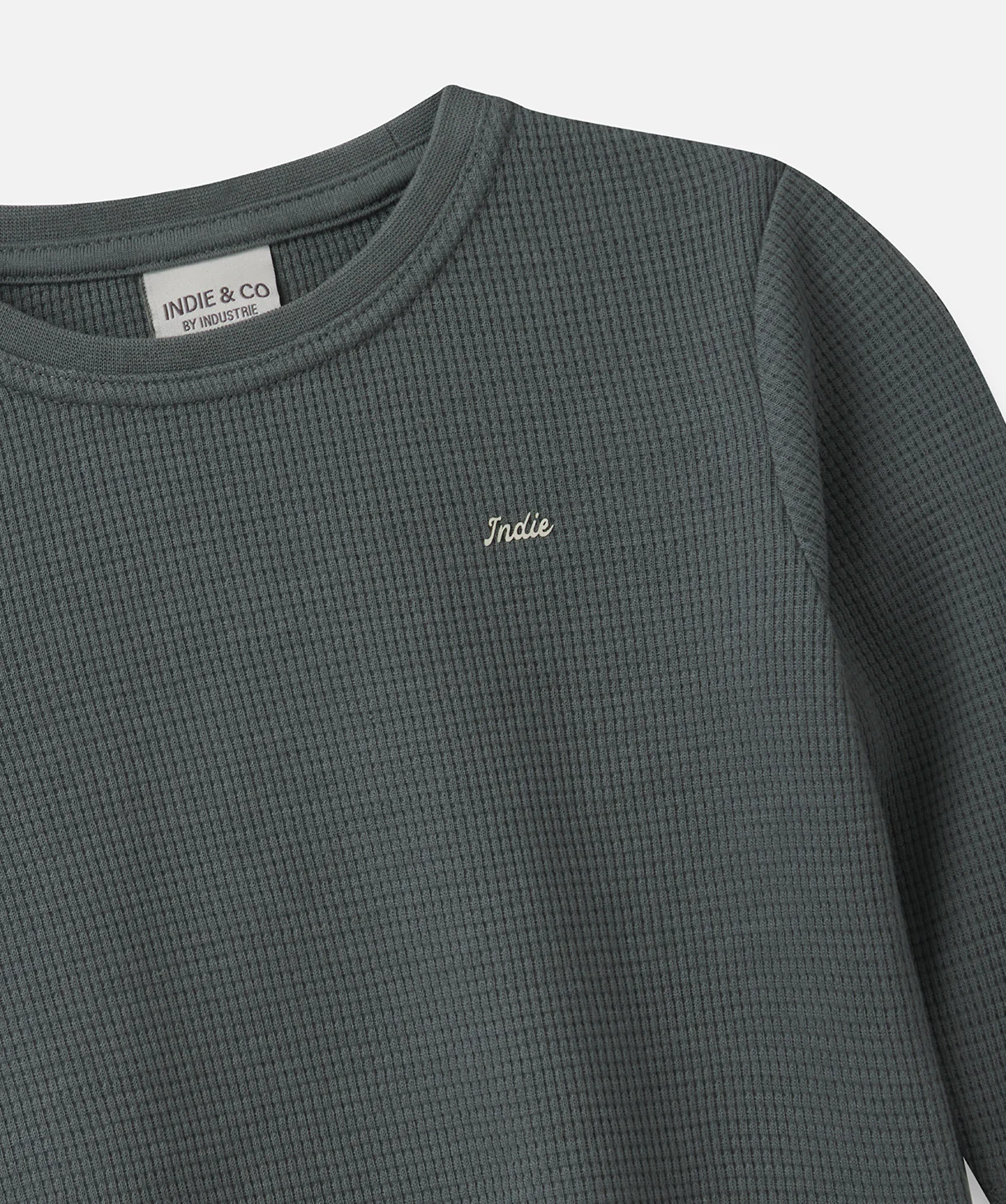 The Bryant Waffle Ls Tee - Washed Coal - Image 2