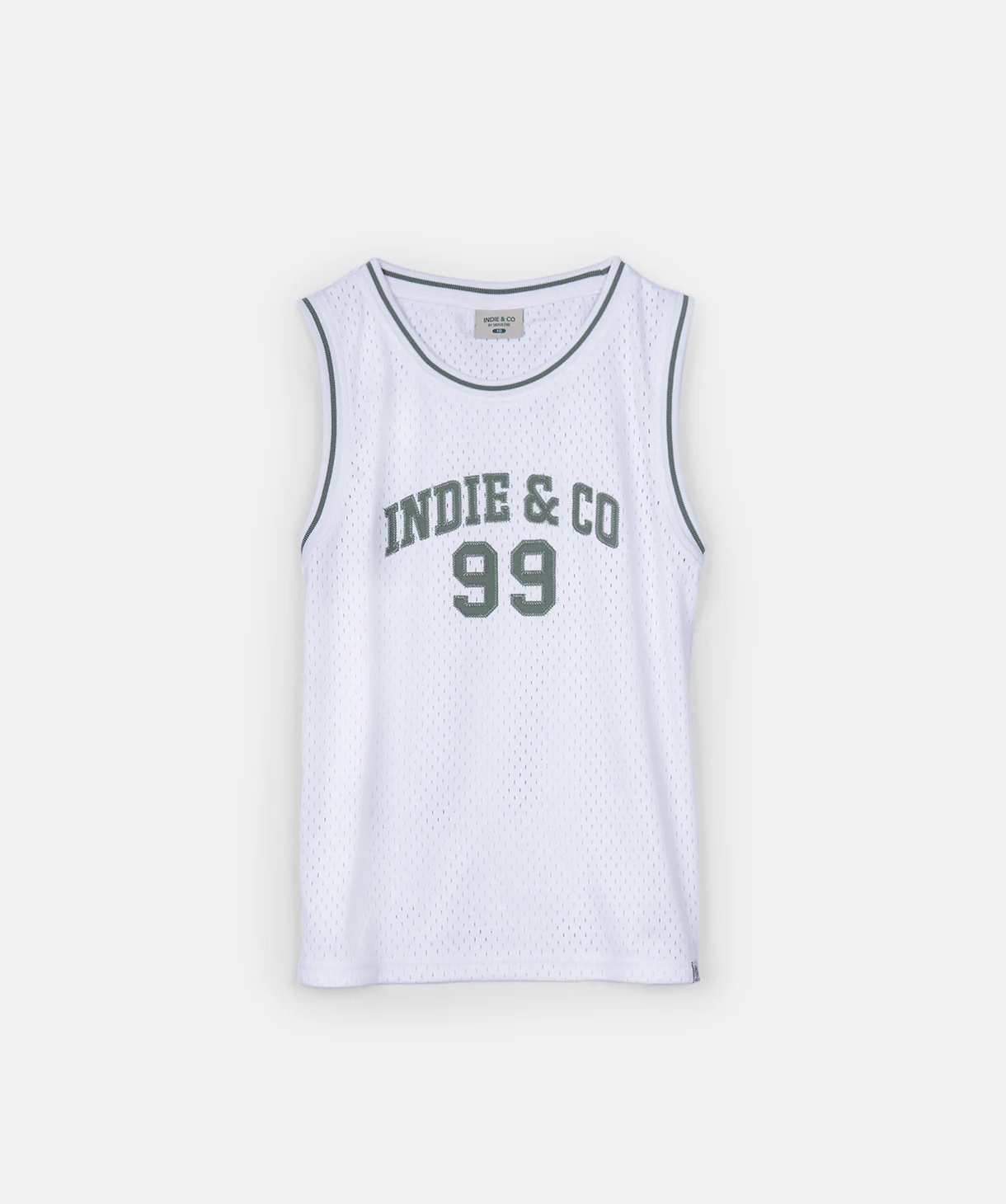 The Full Court Singlet - Off White/Green